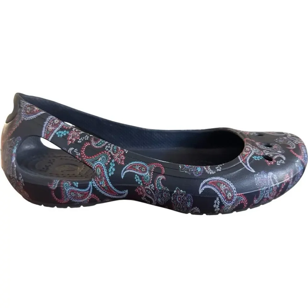 Crocs Kadee Floral Comfort Flats Paisley Floral Navy Women’s Size 6